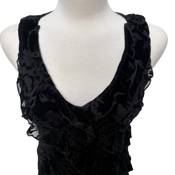VTG Y2K Velvet Burnout Mini Dress Sz 8P Robbie Bee Black Ruffles Whimsigoth Hoco - Picture 9 of 11